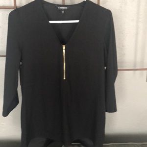 Express black zip front blouse- size M